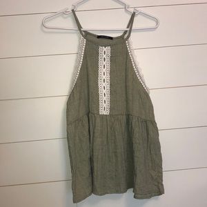 Olive peplum tank